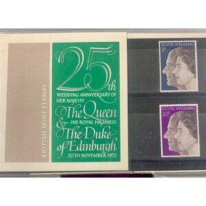British Mint Stamps 25th Wedding Anniversary Queen Elizabeth II & Duke Of Edinbu